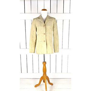 Caslon tan suede leather patchwork blazer jacket small